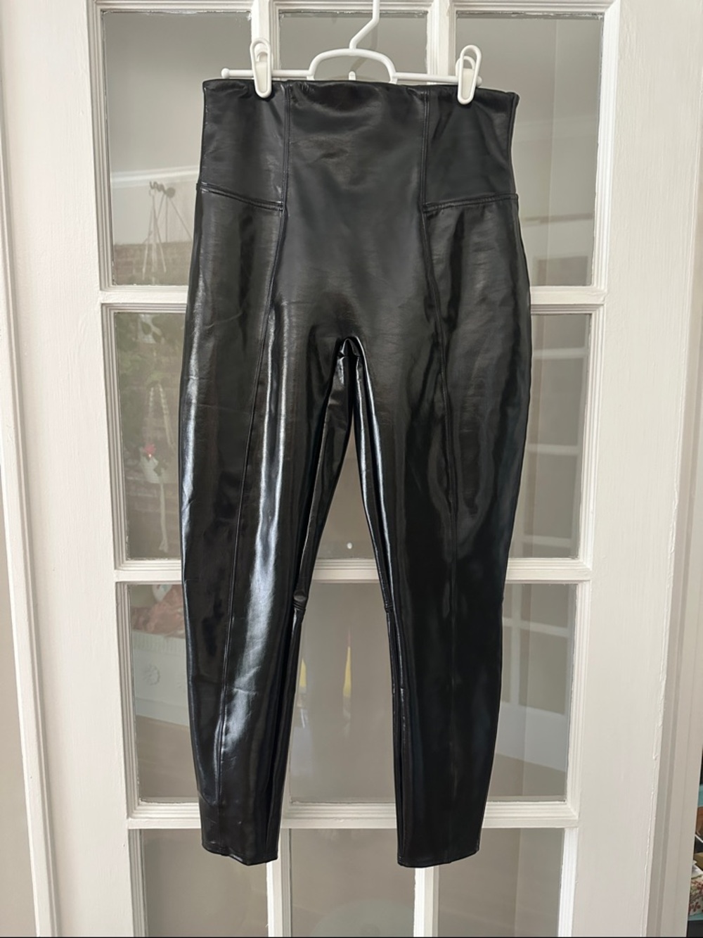 SPANX Black Faux Leather Shiny High-Waist Leggings